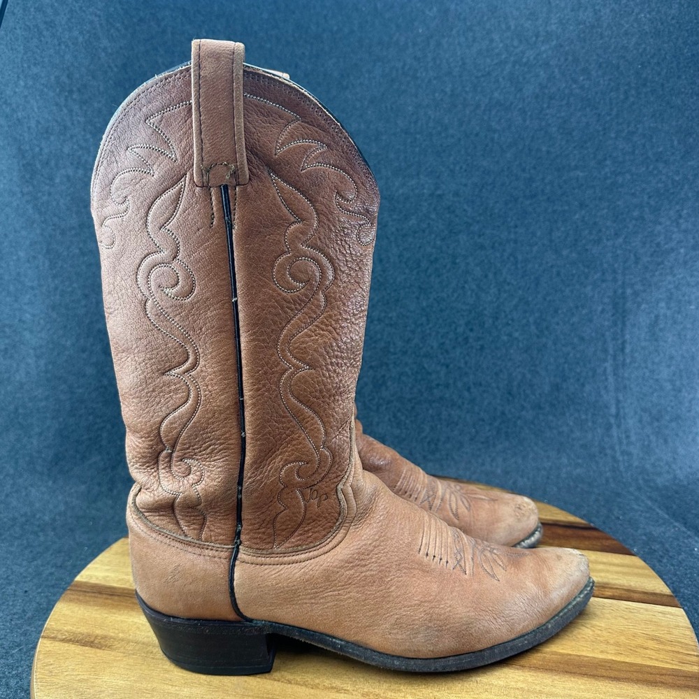 Vintage Dan Post Brown Leather Western Cowboy Boots Mens 10D Made in USA 6828